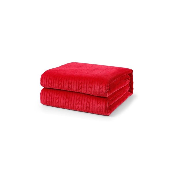 L-Baiet 90 x 90 in. Embossed Queen Blanket, Red - 100 Percent Polyester 3687-FQ RED